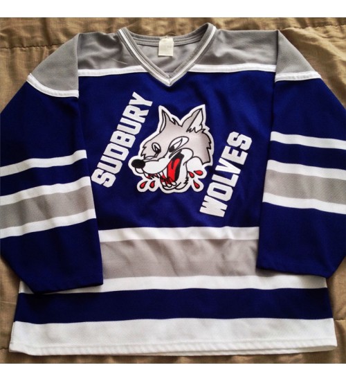 Custom OHL Sudbury Wolves Hockey Jersey Blue